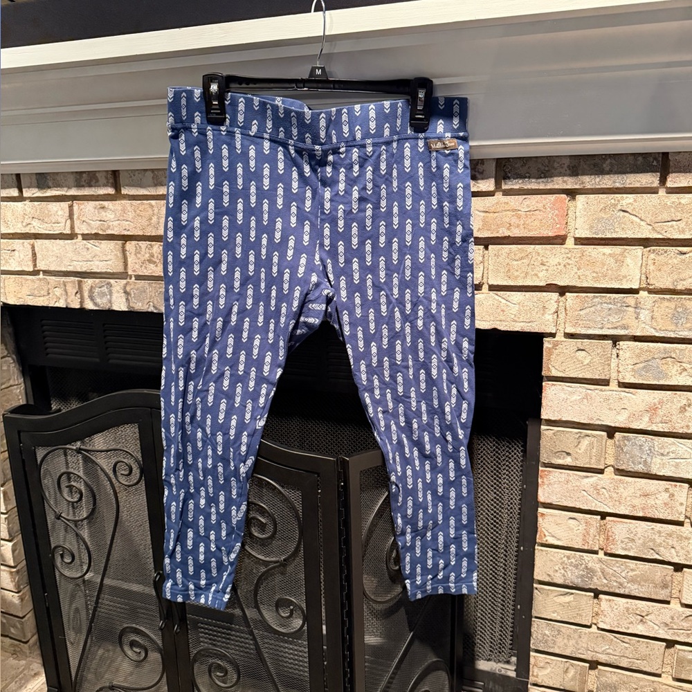 Matilda Jane capri print leggings, navy multi, size Large, EUC